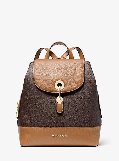 michael kors raven pebble leather backpack|Raven Medium Logo and Pebbled Leather Backpack .